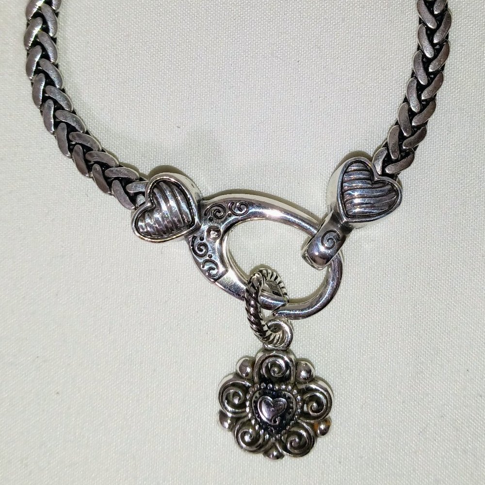 Brighton Lobster Clasp Bracelet w/Crystal Hearts and a Red Heart Crystal Charm